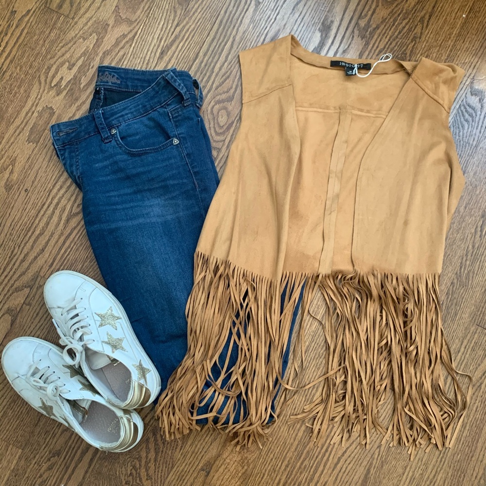 INSIGHT Tan Fringe Vest